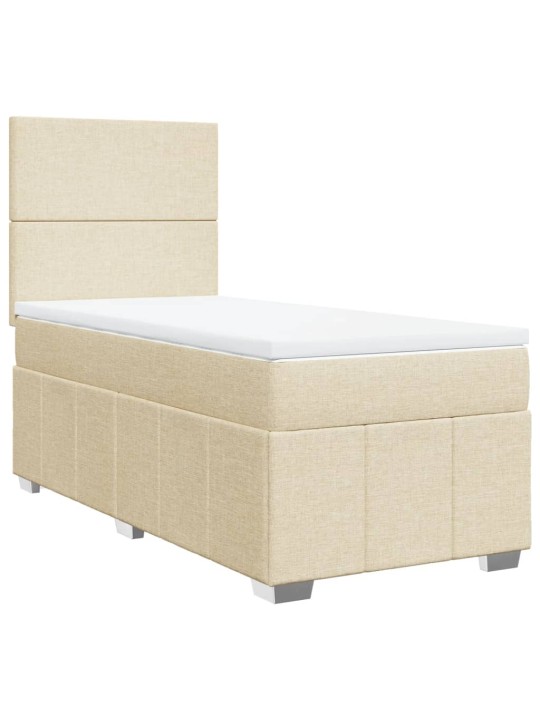 Box spring postel s matrací krémová 100 x 200 cm textil