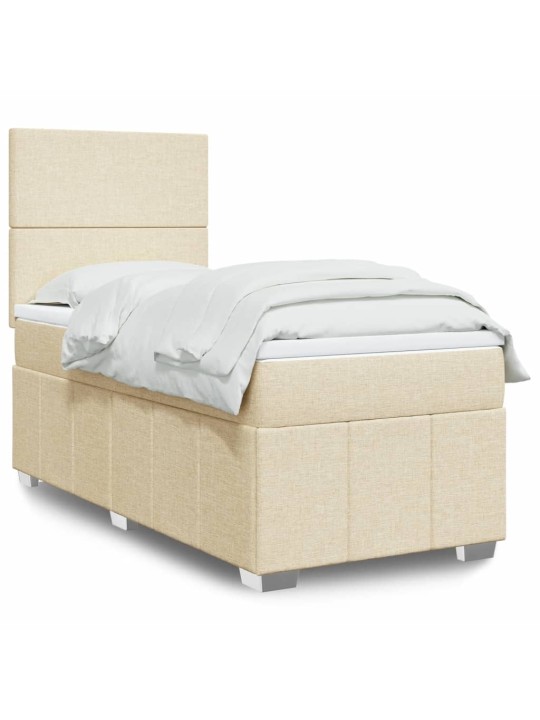 Box spring postel s matrací krémová 100 x 200 cm textil