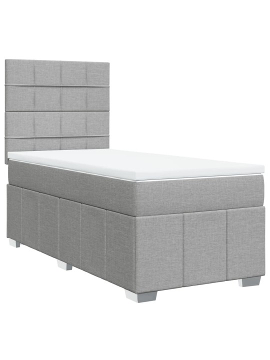 Box spring postel s matrací světle šedý 100 x 200 cm textil