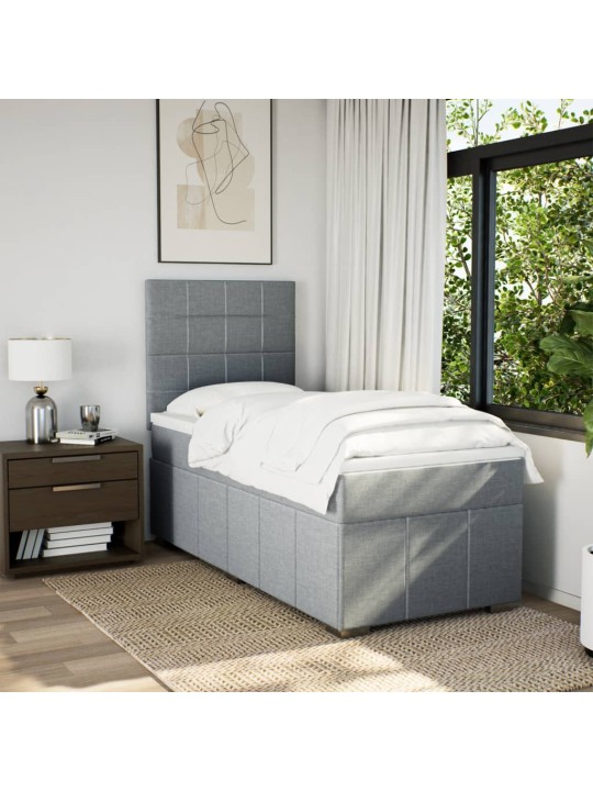 Box spring postel s matrací světle šedý 100 x 200 cm textil