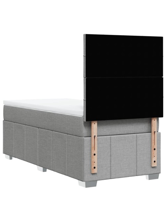 Box spring postel s matrací světle šedý 100 x 200 cm textil