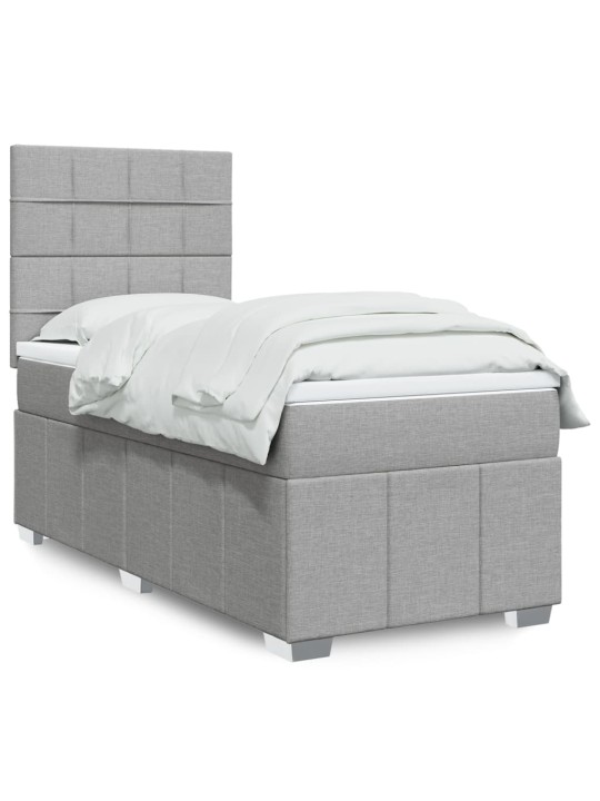 Box spring postel s matrací světle šedý 100 x 200 cm textil