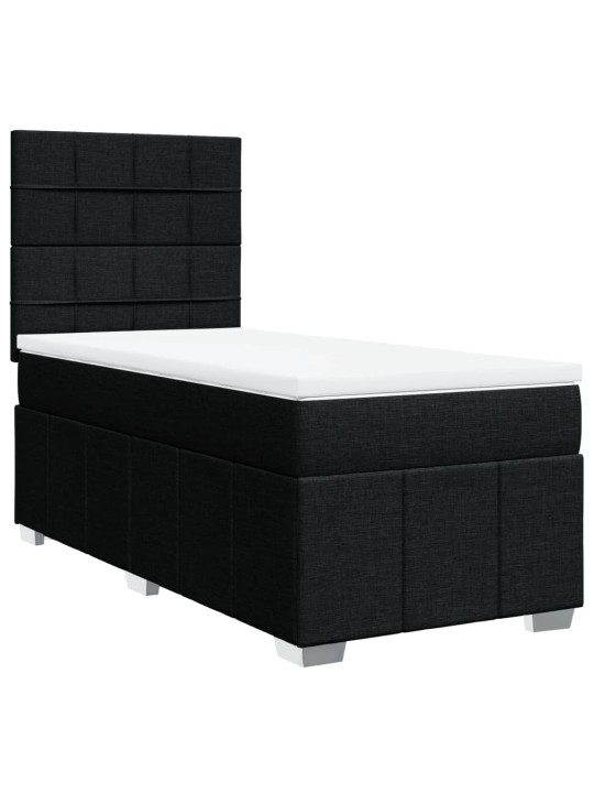 Box spring postel s matrací černá 100 x 200 cm textil