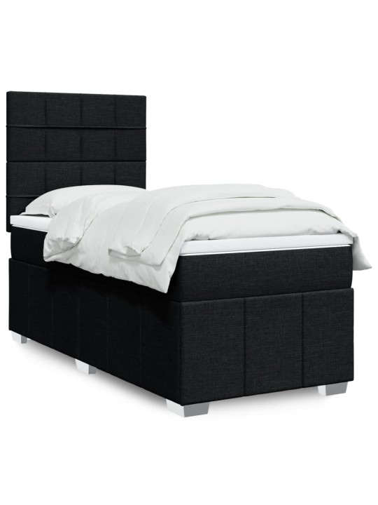Box spring postel s matrací černá 100 x 200 cm textil