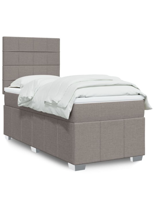 Box spring postel s matrací taupe 100 x 200 cm textil