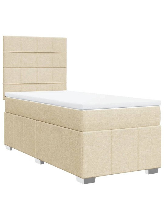 Box spring postel s matrací krémová 100 x 200 cm textil