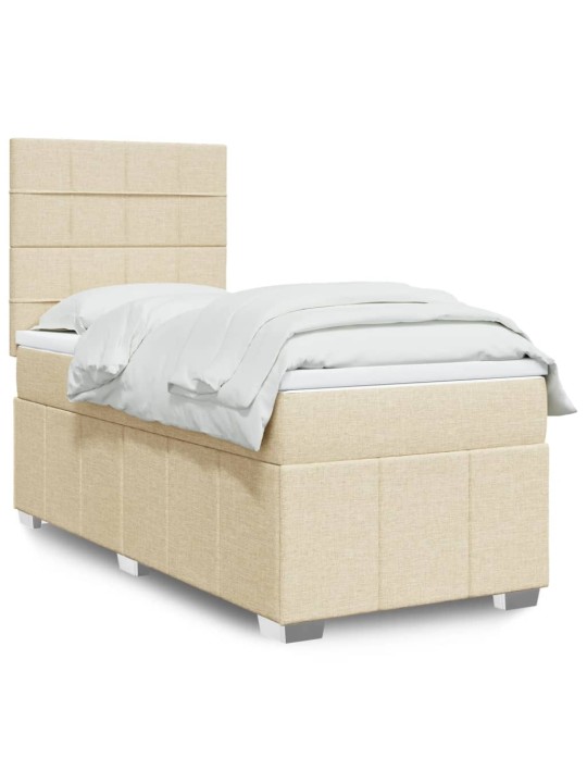 Box spring postel s matrací krémová 100 x 200 cm textil