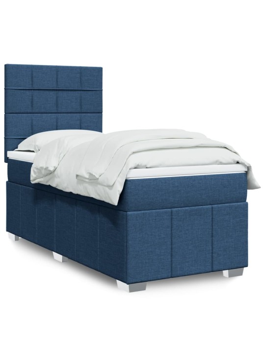 Box spring postel s matrací modrá 100 x 200 cm textil
