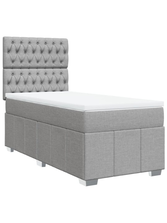 Box spring postel s matrací světle šedý 100 x 200 cm textil