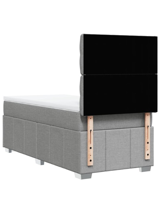 Box spring postel s matrací světle šedý 100 x 200 cm textil