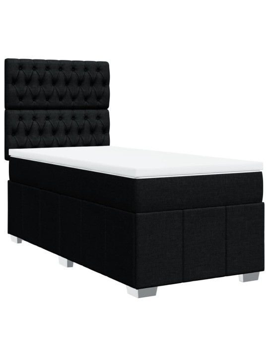 Box spring postel s matrací černá 100 x 200 cm textil