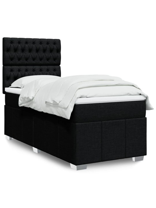 Box spring postel s matrací černá 100 x 200 cm textil