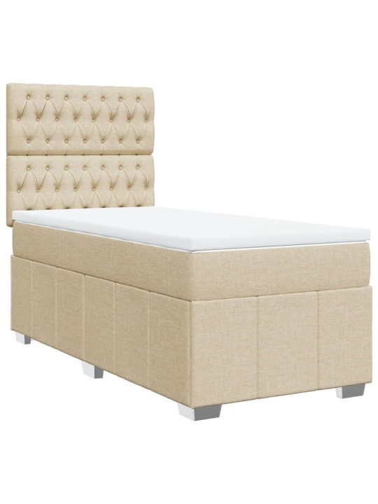 Box spring postel s matrací krémová 100 x 200 cm textil