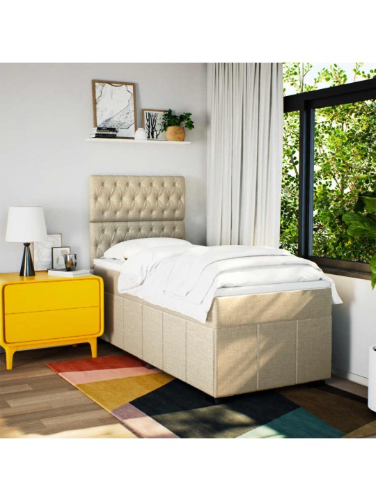 Box spring postel s matrací krémová 100 x 200 cm textil