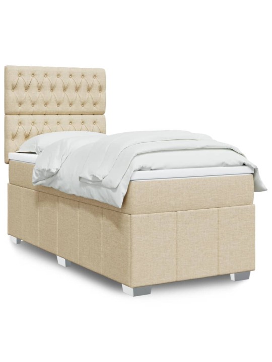Box spring postel s matrací krémová 100 x 200 cm textil