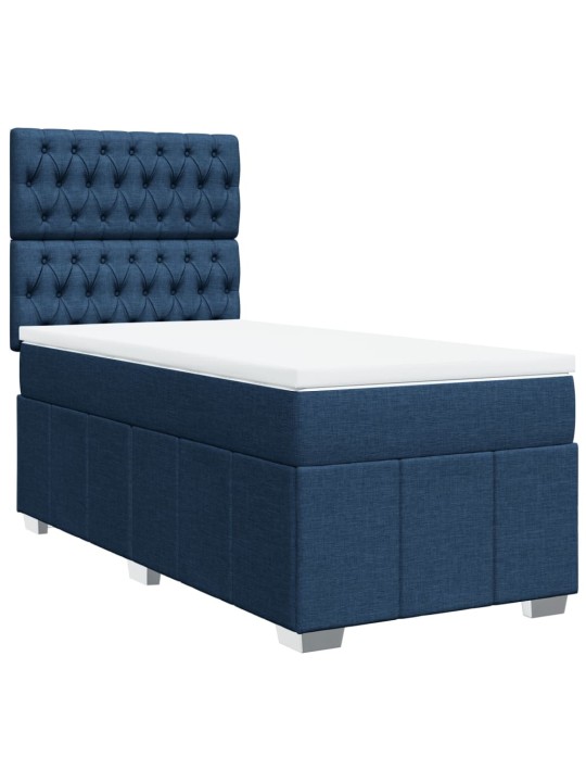 Box spring postel s matrací modrá 100 x 200 cm textil