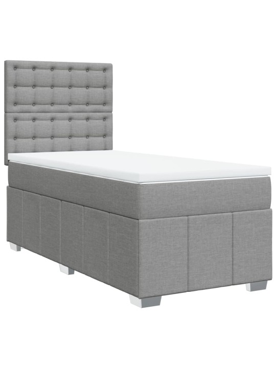 Box spring postel s matrací světle šedý 100 x 200 cm textil