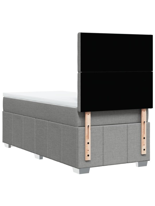 Box spring postel s matrací světle šedý 100 x 200 cm textil