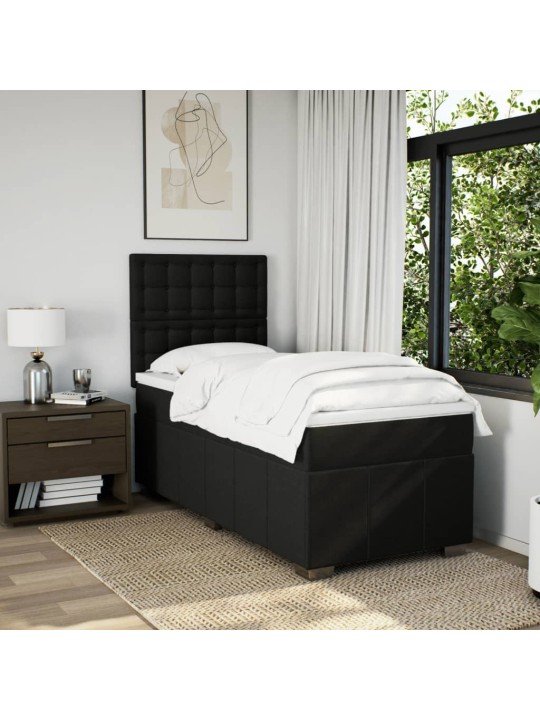 Box spring postel s matrací černá 100 x 200 cm textil