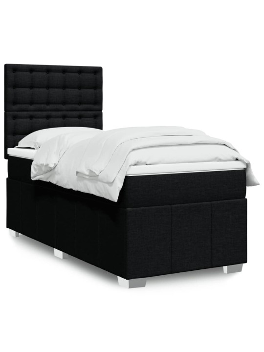 Box spring postel s matrací černá 100 x 200 cm textil