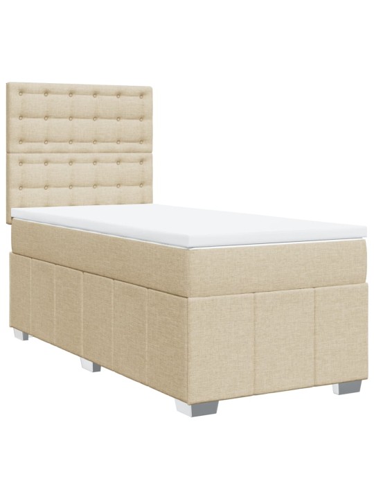 Box spring postel s matrací krémová 100 x 200 cm textil
