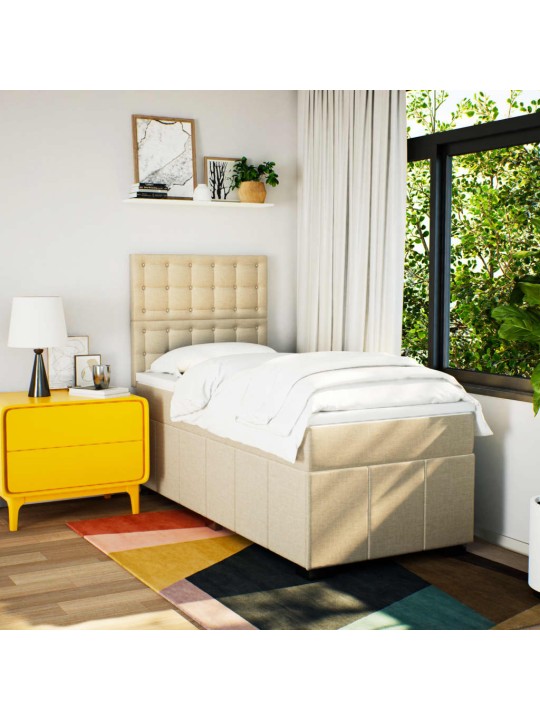 Box spring postel s matrací krémová 100 x 200 cm textil