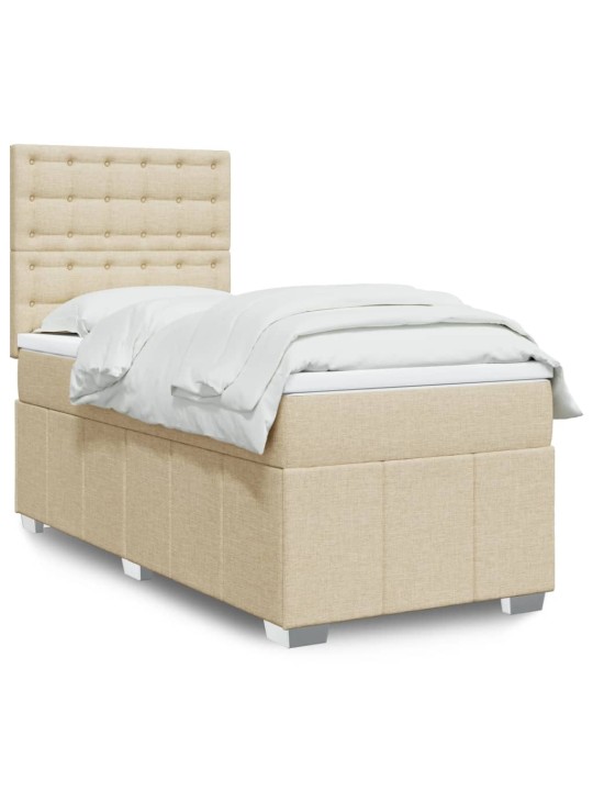 Box spring postel s matrací krémová 100 x 200 cm textil