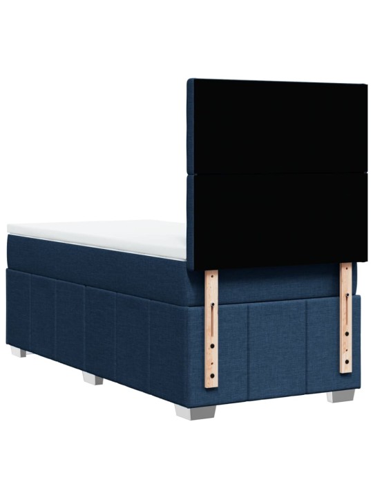 Box spring postel s matrací modrá 100 x 200 cm textil