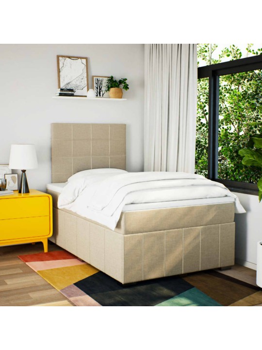 Box spring postel s matrací krémová 120x190 cm textil