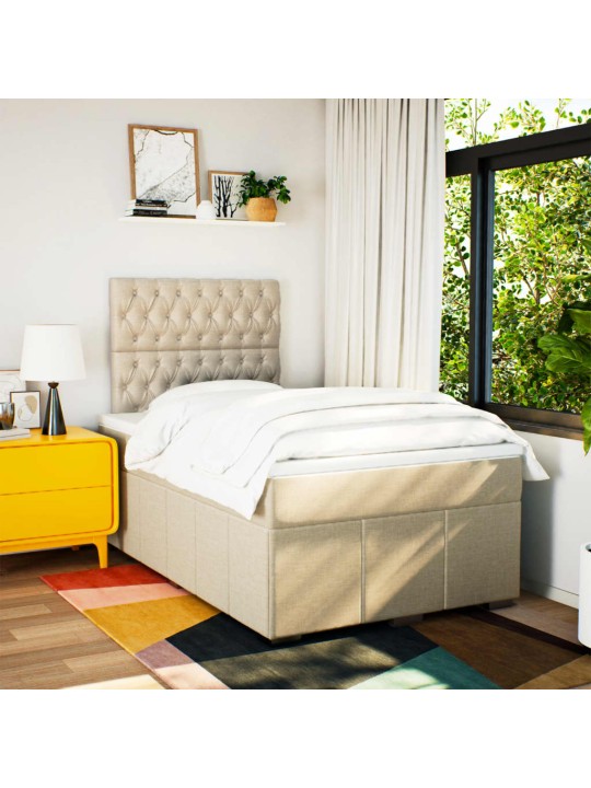 Box spring postel s matrací krémová 120x190 cm textil