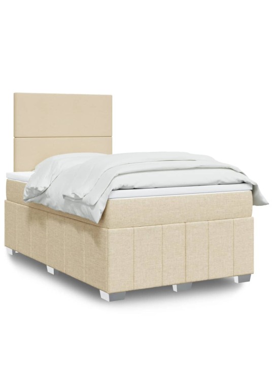 Box spring postel s matrací krémová 120x200 cm textil