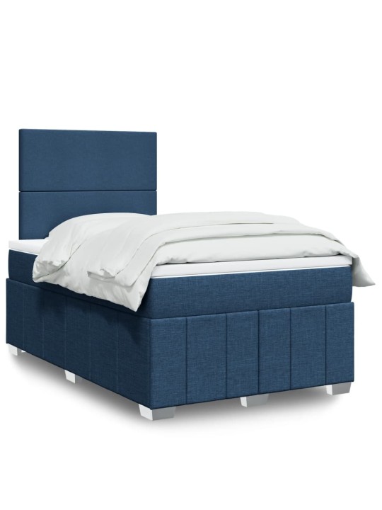 Box spring postel s matrací modrá 120x200 cm textil