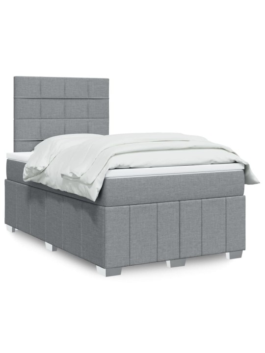 Box spring postel s matrací světle šedá 120 x 200 cm textil