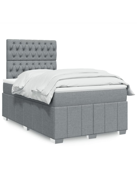 Box spring postel s matrací světle šedá 120 x 200 cm textil