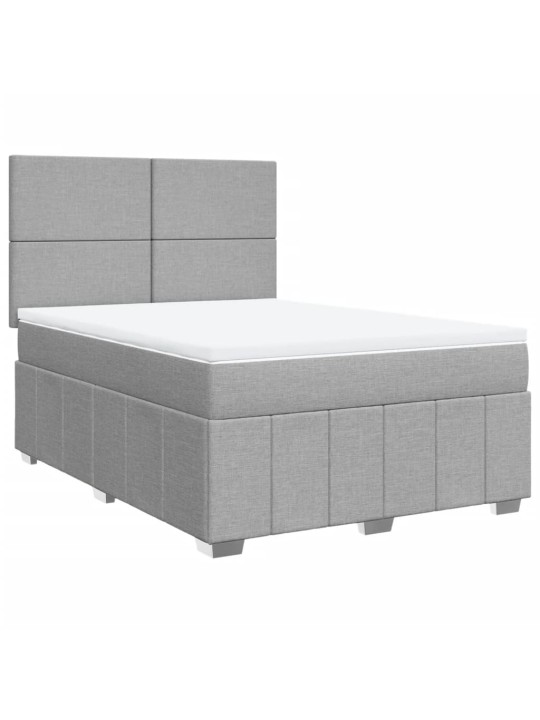 Box spring postel s matrací světle šedá 140 x 190 cm textil