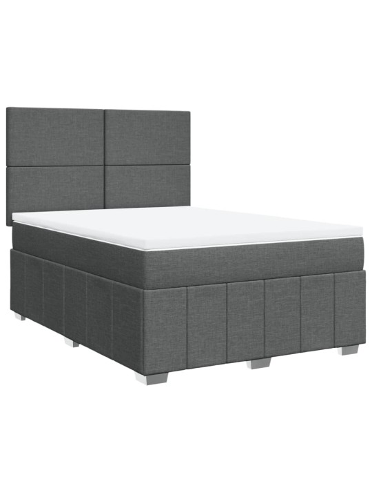 Box spring postel s matrací tmavě šedý 140 x 190 cm textil