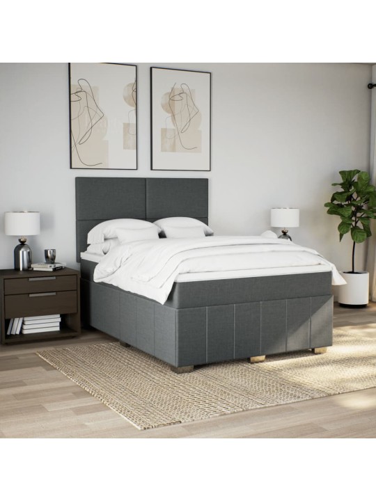 Box spring postel s matrací tmavě šedý 140 x 190 cm textil