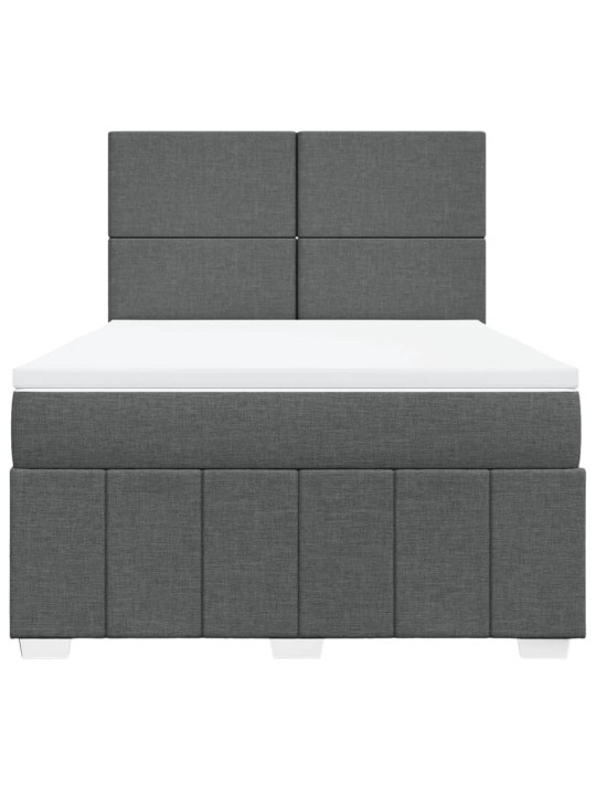 Box spring postel s matrací tmavě šedý 140 x 190 cm textil
