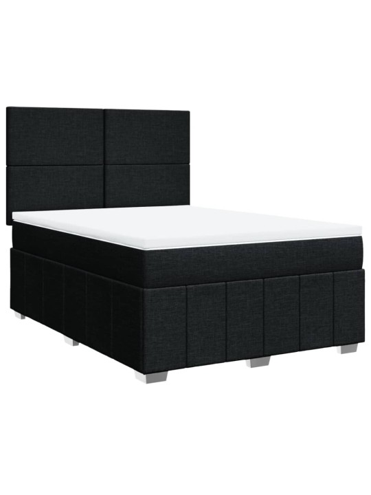 Box spring postel s matrací černá 140 x 190 cm textil