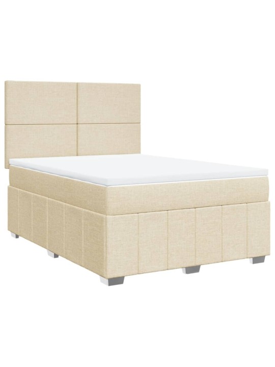Box spring postel s matrací krémová 140x190 cm textil