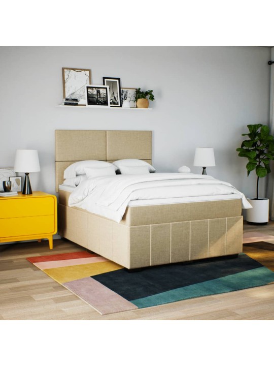 Box spring postel s matrací krémová 140x190 cm textil