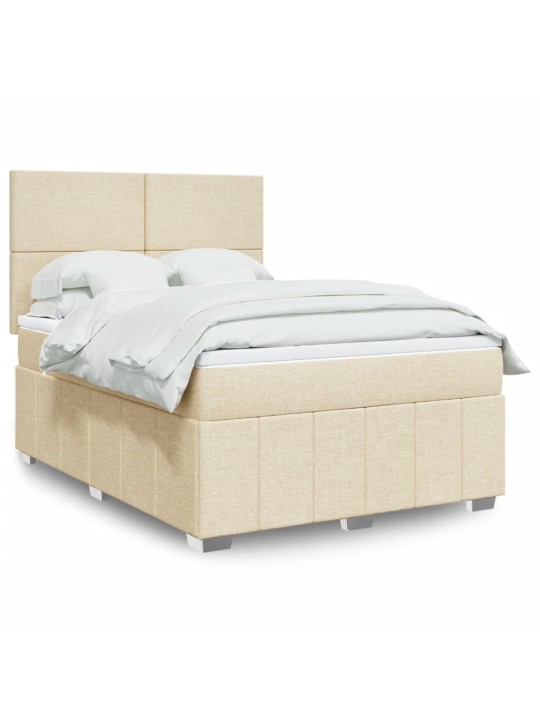 Box spring postel s matrací krémová 140x190 cm textil
