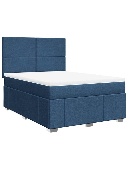 Box spring postel s matrací modrá 140x190 cm textil