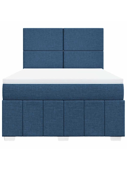 Box spring postel s matrací modrá 140x190 cm textil