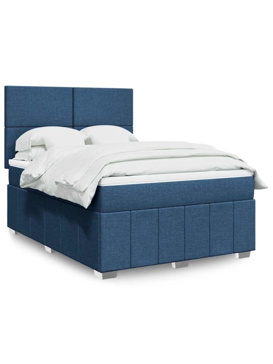 Box spring postel s matrací modrá 140x190 cm textil