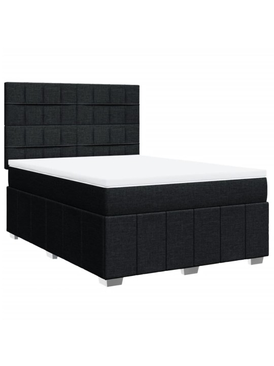 Box spring postel s matrací černá 140 x 190 cm textil