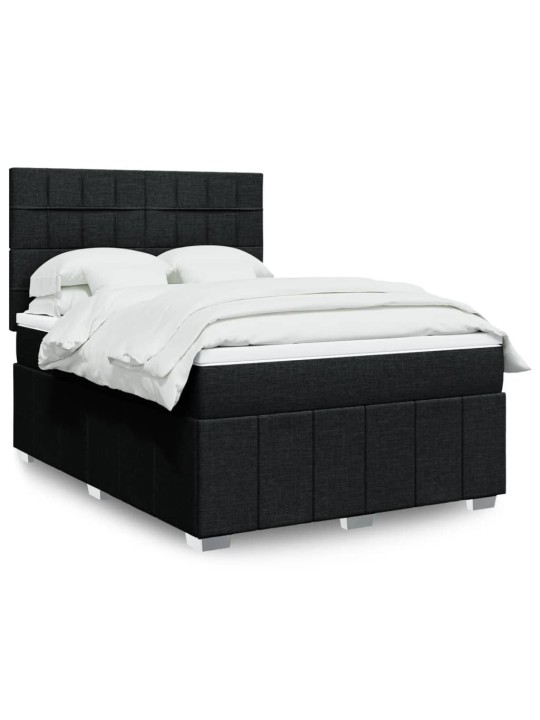 Box spring postel s matrací černá 140 x 190 cm textil