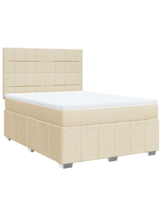 Box spring postel s matrací krémová 140x190 cm textil