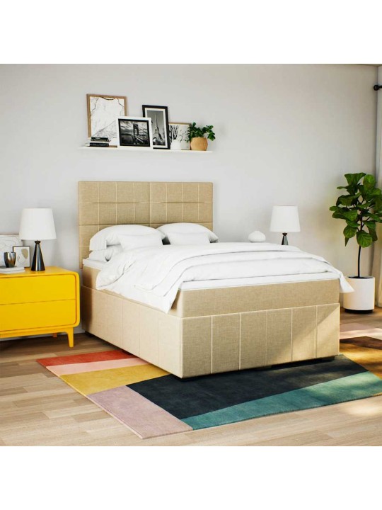 Box spring postel s matrací krémová 140x190 cm textil