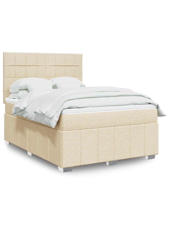 Box spring postel s matrací krémová 140x190 cm textil